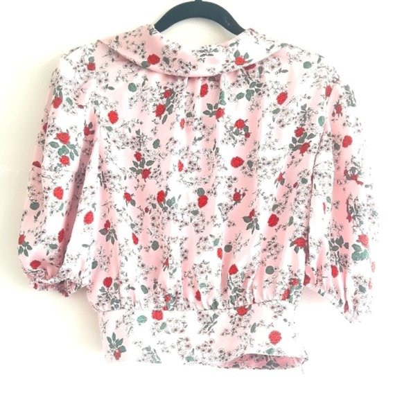 Zara Tops - Zara Pink Rose Crop Puff Sleeve Blouse S Bloggers Favorite